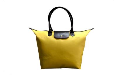 China Lightweight yellow colored folding oxford tote bag with heating printing for sale