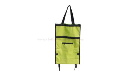 China Green oxford fabric women ' s foldable trolley shopping bag for commercial promotion for sale