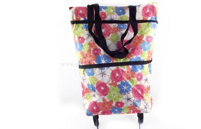 China Silk screen printing foldable trolley shopping bag for Shopping mall for sale