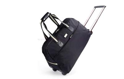 China Black oxford fabric luggage roller bags with two straps , travel cases on wheels for sale