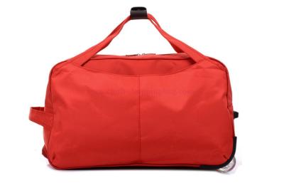 China 22 inch wheeled red duffel cloth travel Trolley bag with telescoping handle for sale