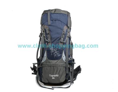 China Customized durable 50L 1680D polyester fabric camping gear backpack for sale