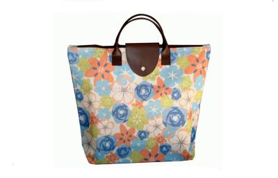 China Flower pattern big size foldable shopping bags with buttun closure for sale