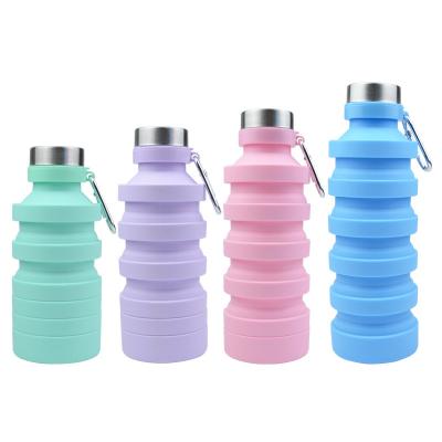 China Viable Custom Logo Foldable Silicone Sports Drink Water Bottle Collapsible Water Bottle for sale