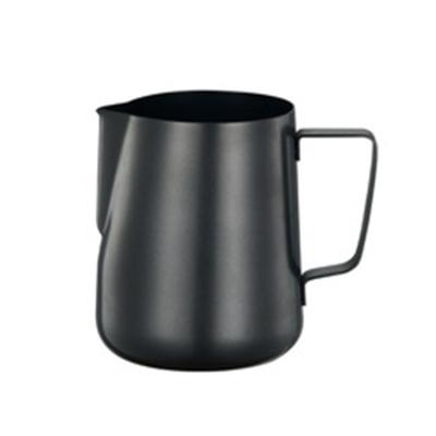 China Durable Stainless Steel Pull Pitcher Black Flower Cylinder Durable Milk Frothing Paint Black Colorful Coffee Maker for sale