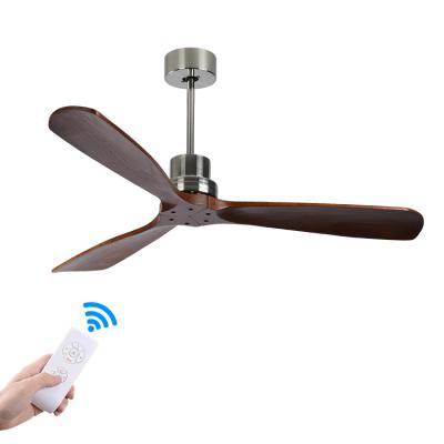 China Wholesale Metal Mute Solid Wood Solid Wood 3 Blade 52 Inch China AC Remote Control Modern Ceiling Fan Motor No Light for sale