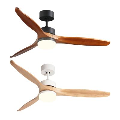 China With FanPlus Manufacturer 132cm Blade 100% Copper Light Natural Decorative Engine 3 Blades Solid Wood Ceiling Fan Light for sale