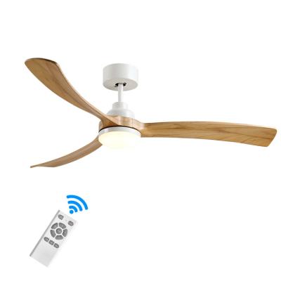 China Modern High Quality Solid Wood Metal Silicon Steel Motor Remote Control Mute Led Ceiling Fan With Light for sale