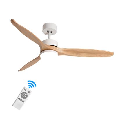 China Modern Top Quality Solid Wood 52inch 18W Blades DC Motor Remote Control 3 5 Speeds Led Ceiling Fan Light for sale