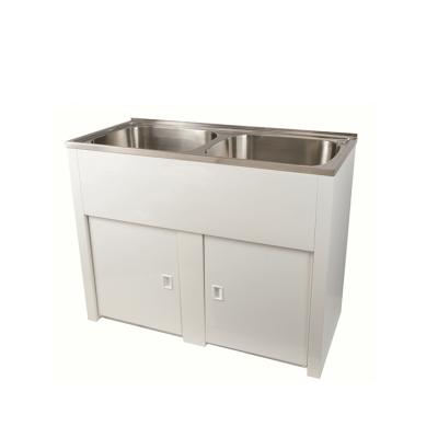 China High Quality Laundry Tub With Cabinet , New Australia 90L Double Bowl Stainless Steel Laundry Tub With Cabinet for sale