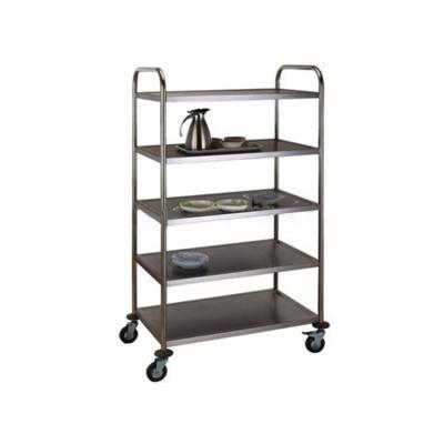 China Five 5 Tier Serving Trolley, Assembled Stainless Storage/Rush Serving Trolley, Dining Trolley, Round Tube (KTR-05) for sale