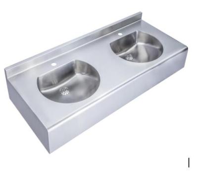 China Modern Commercial Stainless Steel Bathroom Sink , Public Double Bowl Hand Wash Basin for sale