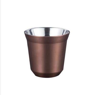 China Sustainable Double Wall Insulated Tumbler Cups , Nespresso Mug Stainless Steel Heat Resistant Rose Golden 80ml 160ml Coffee for sale