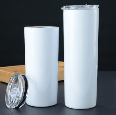 China 20oz Stainless Steel Travel Mug Heat Transfer Sublimation Double Walled Straight Lean Skinny Tumblers for sale