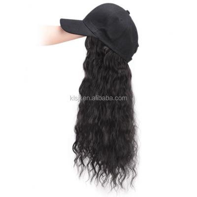 China Regular Wave Synthetic Long Wave Hair With Wavy Baseball Cap Women Wig Caps Hair Extensions for sale