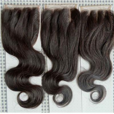 China Cheap Silky Straight Wave Hair 100% Silk Base Three Part Lace Closure for sale