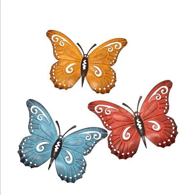 China Traditional Solar 3d Metal Wall Decor Metallic Butterflies Garden Great Outdoor Home Art for sale