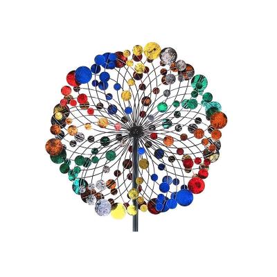 China Colorful Stainless Steel Traditional Yard Decor Our Garden Wind Spinners Art Sculpture 3d Garden Decoration for sale