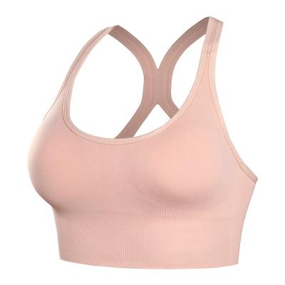 China New Button Breathable Adjustable Back Shockproof Sports Bra Seamless Hollow Bra for sale