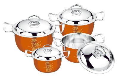 Κίνα cookware 2016 το καυτό πωλήσεων το 16/18/20/22 έθεσε με το &stainless δοχείο &non-ραβδιών δοχείων χάλυβα χρώματος +flower προς πώληση