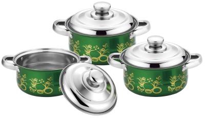 China acero inoxidable determinado del &cookwere determinado del cookware de la cocina de 6 PC y 16/18/20 sistema colorido del cookware de la inducción del cm en venta