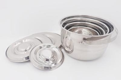 中国 15,18,21,24cm 4pcs  Wholesale soup bowl with luxury lid for kitchen no-magenic stainless steel cooking pot 販売のため