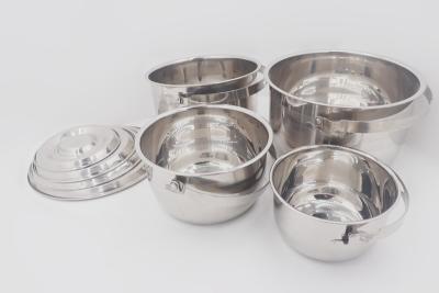 Cina 15,18,21,24,27cm 5pcs Stainless steel basin lid round shape stewed pot soup cooking pot in vendita