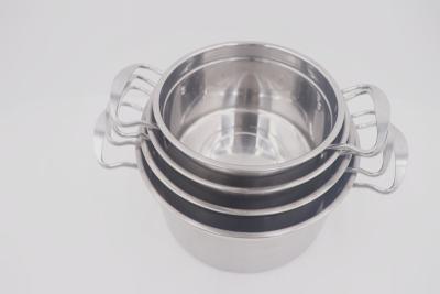 China 4pcs Kitcheware high quality hot steamer stainless steel stock pot with steel lid Te koop