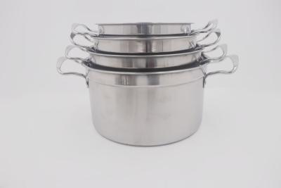 Chine la cocotte en terre 4pcs a placé le vapeur chaud bon marché à cuire argenté d'acier inoxydable des prix de pot avec le couvercle à vendre