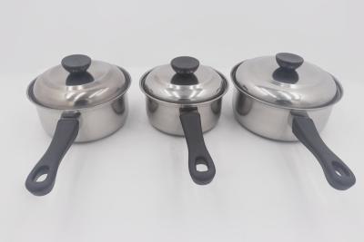 Cina 3pcs Korean style stainless steel milk pan multi function pot with cover in vendita