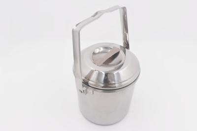 China 1.5L Cooking tool outdoor picnic food storage pot with lid silver easy carry food box with handle for sale