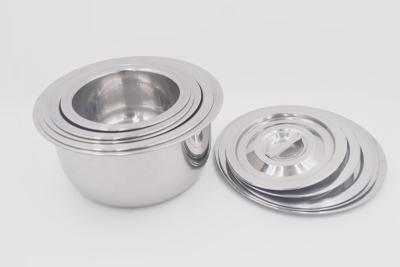 中国 8pcs Wholesale stainless steel cooking pans no-magenic soup bowl with luxury lid for kitchen 販売のため