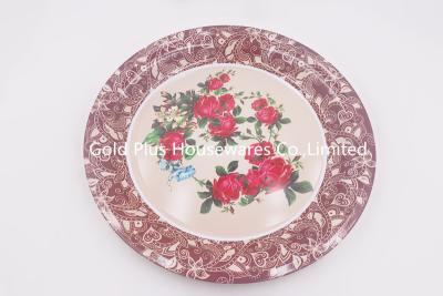 China 50cm New design round shape flower decal printed tray gift serving tray for wedding for sale