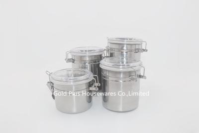 중국 4pcs Kitchen organization metal steel candy can round shape food  jar with clip lid 판매용