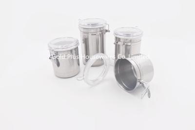 중국 4pcs Household stainless steel canister set kitchen PP plastiic lid food bottle set 판매용