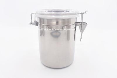 中国 Tableware stainless steel clamp canister set with clear Lid healthy and odorless milk powder can 販売のため