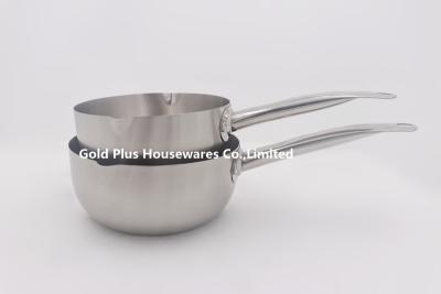 Chine casseroles antiadhésives de arrosage de sauce à cuisine de cuvette d'acier inoxydable de pot de cuisine familiale de 20cm avec la longue poignée en acier à vendre