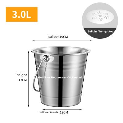 Κίνα 0.8-3L Barware easy cleaning stainless steel ice bucket with filter gasket  Home kitchen wine ice bucket for sale προς πώληση