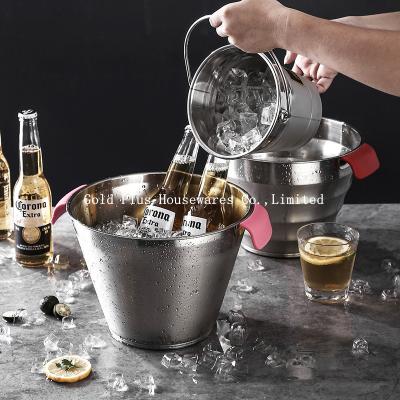 China Cubo de hielo de acero inoxidable de plata de encargo al por mayor de la cerveza del champán del vino para el cubo de hielo de acero barato de la barra 616g en venta