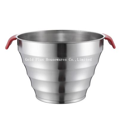 China Promotional 25cm iron metal silver vintage barrel stainless steel beer ice bucket with two plastic handle zu verkaufen