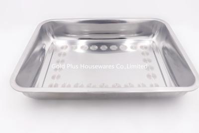 中国 40*30cm Serving buffet baking pan big plate square baking tray set stainless steel roasting tray 販売のため