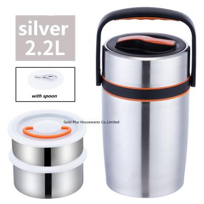 중국 Attractive price silver color food vacuum flask  new type stainless steel lunch box vacuum insulated food jar with bag 판매용