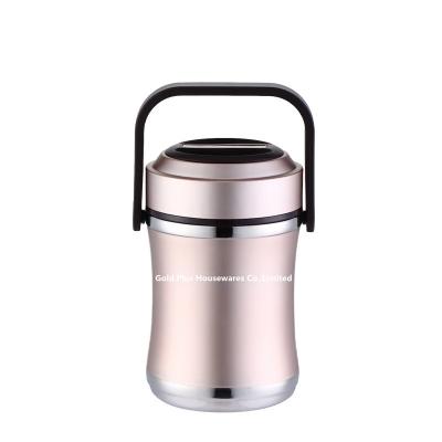 China 2L Tableware heat insulation barrel golden color vacuum food container double wall insulated food flask for sale