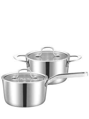 中国 16-24cm Restaurant cooking practical stainless steel milk pot &  hot domestic soup pot with glass lid 販売のため