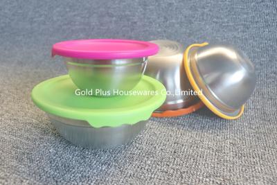 中国 Kitchen dinnerware multicolor salad soup rice bowls stainless steel mixing bowl with plastic lids 販売のため