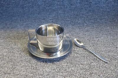 중국 OEM hot sale in arabic cup 3pcs bulk turkish coffee cup set stainless steel tea cup gift set with long saucer dish 판매용