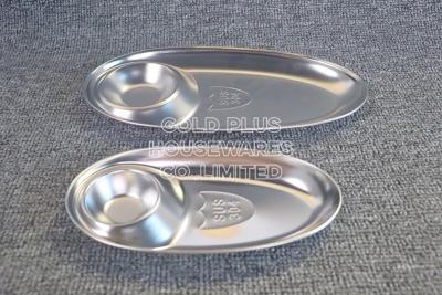 Κίνα Restaurant supply 2 compartment snack plate oval dish divided food plate silver small dish storage sauce trays προς πώληση