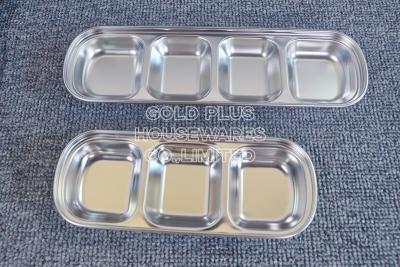 China Plato rectangular de acero inoxidable barato del platillo de la bandeja de las salsas del estilo coreano caliente de la venta con diversos divisores en venta