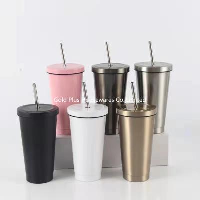 China Eco friendly 24oz double wall vacuum insulated coffee tumbler custom Logo stainless steel coffee cup with straw Te koop