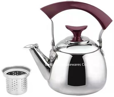 中国 Private label stainless steel whistling tea kettle 20cm non-electric portable whistling water kettle with handle 販売のため